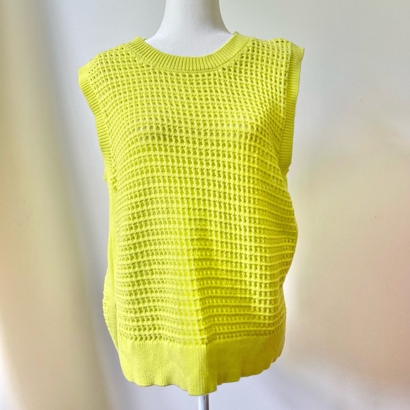Varley Tops - VARLEY Darin Longline Knit Tank Neon Green Yellow Size XL Cotton Summer